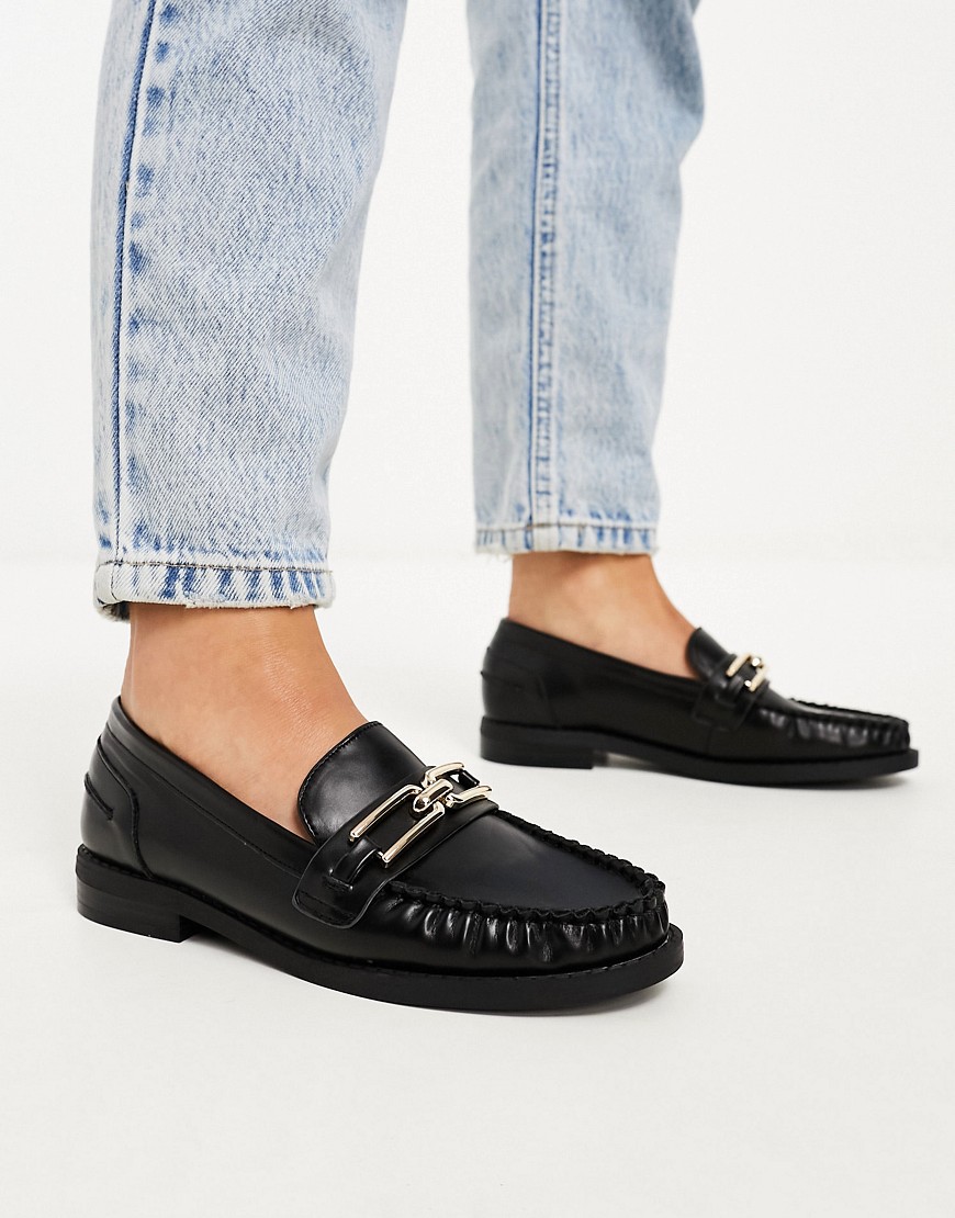 Asos Design Melodic Slim Loafer With Chain In Black