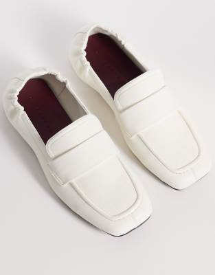  Melody square toe soft loafers in off white