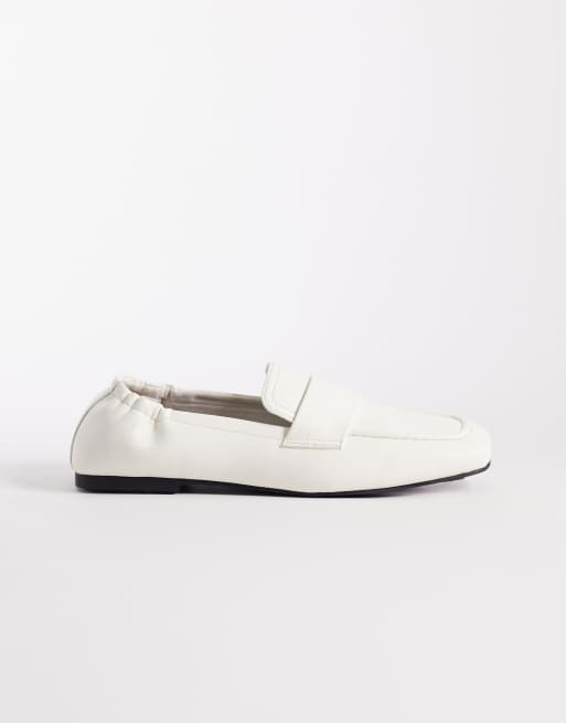 ASOS DESIGN Melody square toe soft loafers in off white, 2 of 4