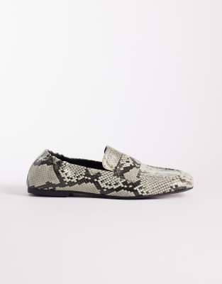  Melody square toe soft loafers in snake