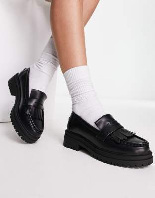Asos Design Wide Fit Melon Chunky Loafers In Black In Black