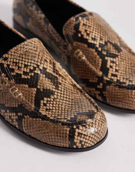 ASOS DESIGN Melva clean round toe loafers in snake, 2 of 4