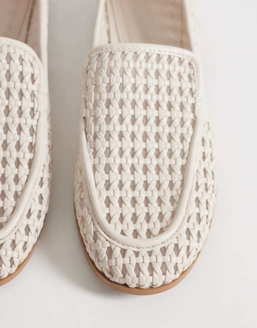 ASOS DESIGN - Melva - Effen geweven loafers met ronde neus in gebroken wit, 3 van 4