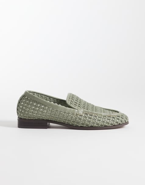 ASOS DESIGN - Melva - Effen geweven loafers met ronde neus in pistachegroen - view 1