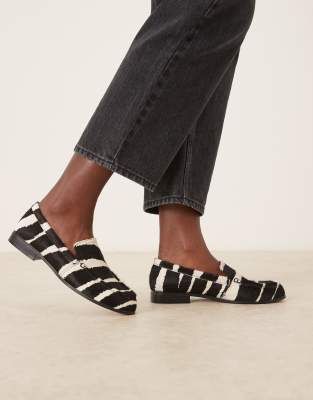 ASOS DESIGN - Melva - Mocassins à bout rond épuré en cuir véritable façon poulain à zébrures-Multicolore