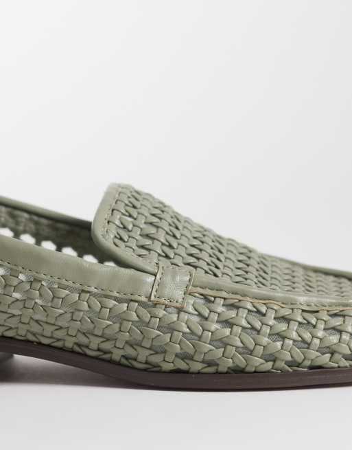 ASOS DESIGN Melva woven clean round toe loafers in pistachio, 2 of 4