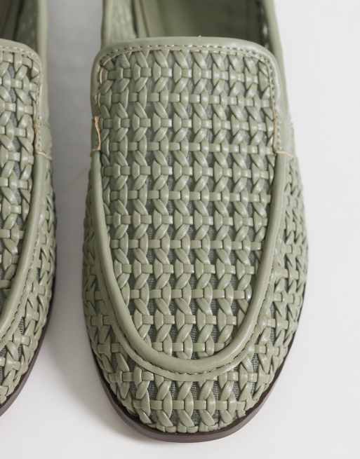 ASOS DESIGN Melva woven clean round toe loafers in pistachio, 3 of 4