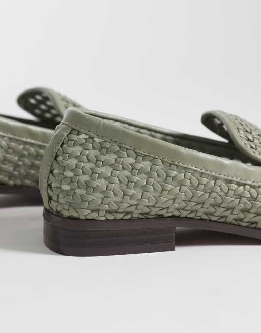 ASOS DESIGN Melva woven clean round toe loafers in pistachio, 4 of 4
