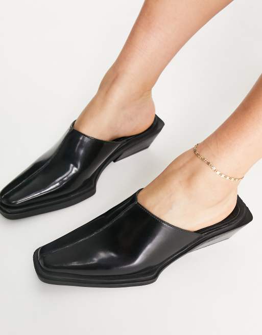 Flat leather sale mules