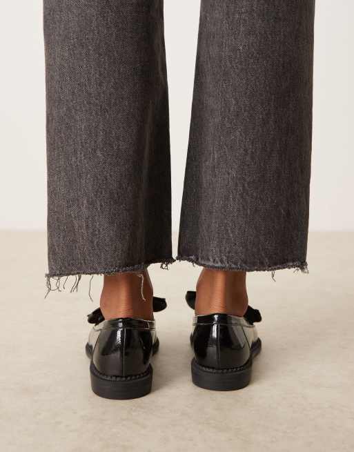 ASOS DESIGN Memphis bow detail flat shoes in black