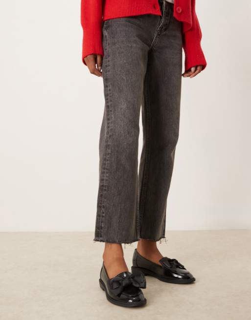 ASOS DESIGN Memphis bow detail flat shoes in black