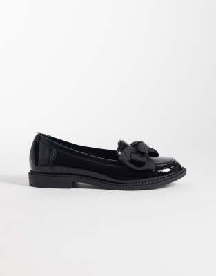 ASOS DESIGN - Memphis - Chaussures plates à détail naud - Noir