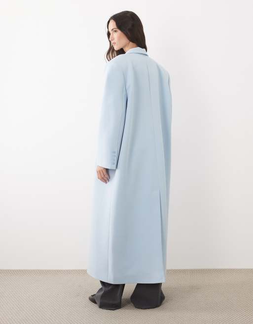 ASOS DESIGN menswear inspired oversized maxi length blazer in blue, 4 of 4