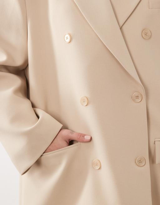 ASOS DESIGN menswear inspired oversized maxi length blazer in camel, 3 of 4