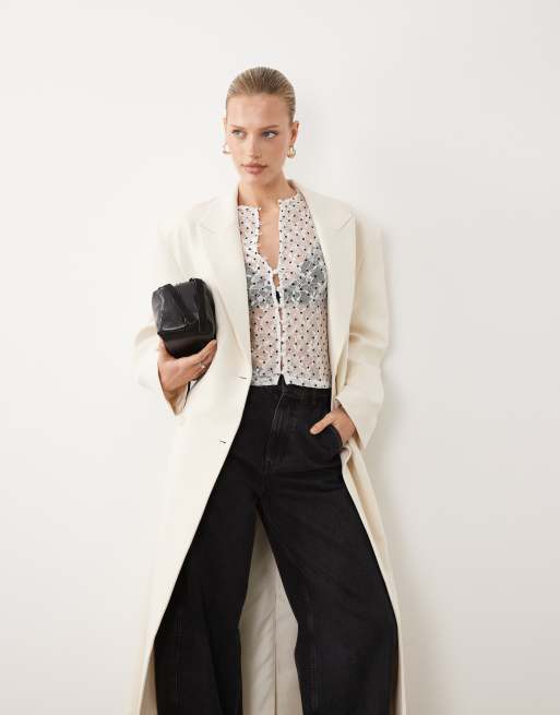 ASOS DESIGN menswear inspired oversized maxi length blazer in ecru, 2 of 4