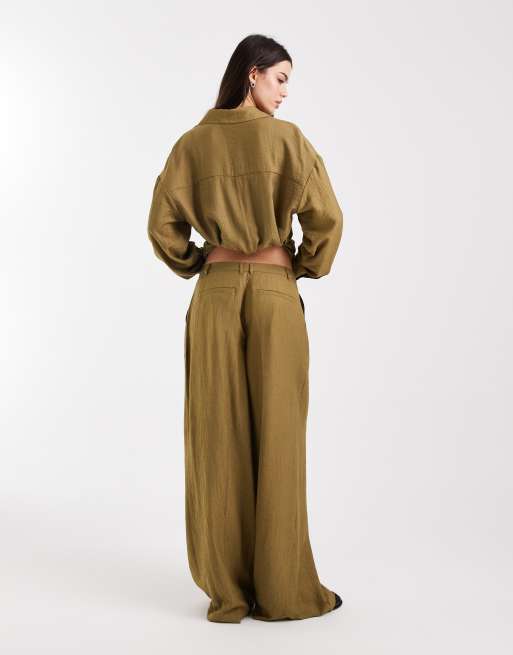 ASOS DESIGN menswear inspired pants in olive - part of a set , 4 of 4