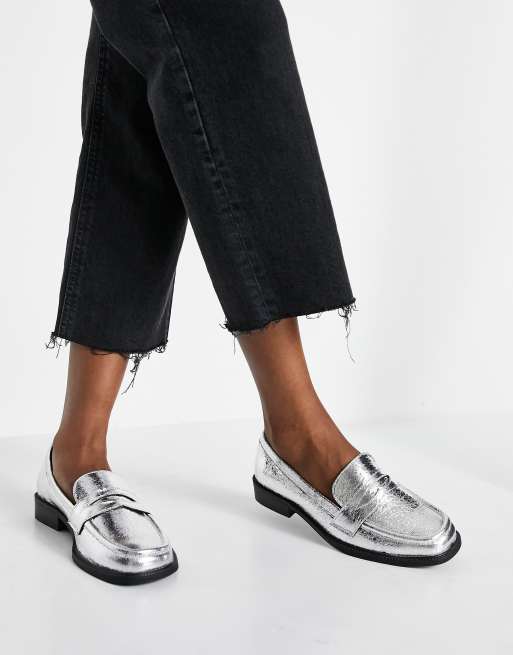 ASOS DESIGN - Mensy - Loafers met brede pasvorm in zilver, 2 van 4