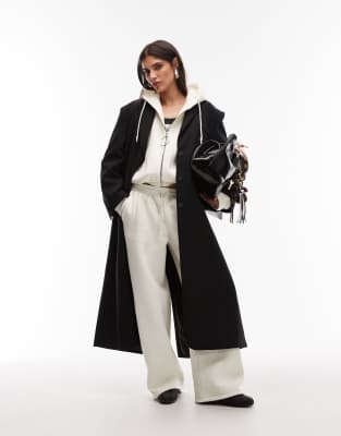 Asos Design Mensy Shoulder Pad Tailored Maxi Blazer In Black