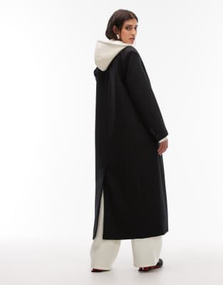 Asos Design Mensy Shoulder Pad Tailored Maxi Blazer In Black