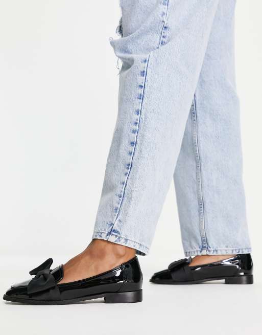 ASOS DESIGN - Mentor - Flade sorte loafers i lak med sløjfe, 4 af 4