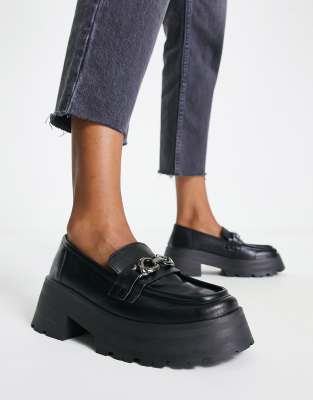 Mercury - Mocassini con suola spessa neri con catenina-Nero - ASOS DESIGN mocassini donna 