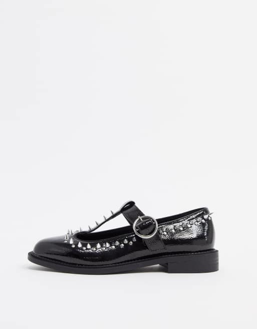 ASOS DESIGN Mercy studded flat shoes in black | ASOS