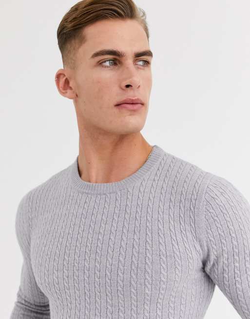 Light grey cable deals knit sweater