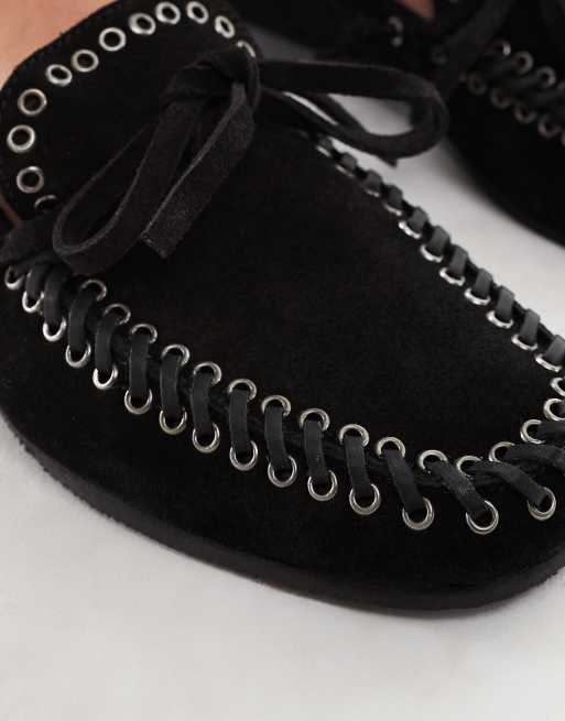 ASOS DESIGN Merit leather boat shoe in black, 2 of 4