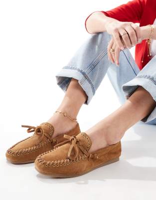 Asos Design Merit Leather Boat Shoe In Tan-brown