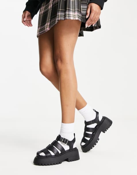 ASOS DESIGN Mermaid chunky fisherman shoes in black - view 1