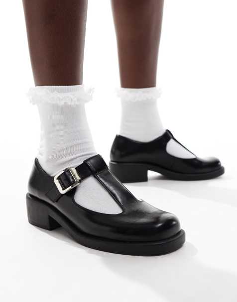 ASOS DESIGN Meryl mary jane flat shoe in black - view 1