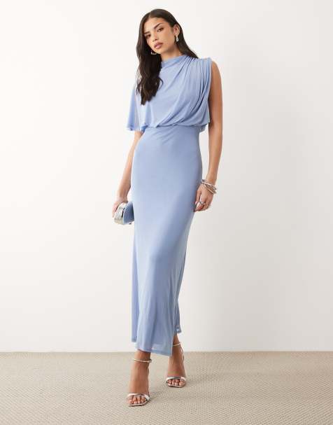 ASOS DESIGN mesh asymmetric cap sleeve blouson bodice dress - view 1