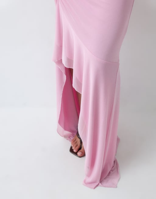 ASOS DESIGN mesh asymmetrical skirt in pink - part of a set, 2 of 5