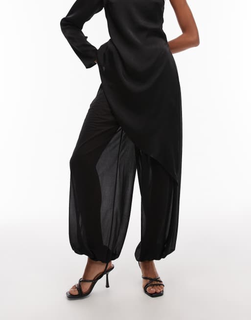 ASOS DESIGN mesh balloon pants in black, 3 of 5