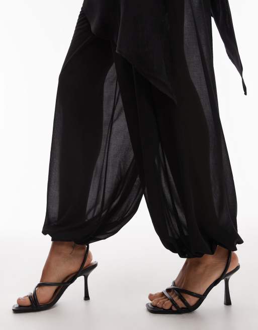 ASOS DESIGN mesh balloon pants in black, 4 of 5