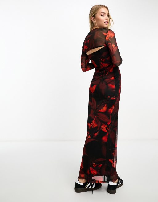 Asos red outlet floral maxi dress