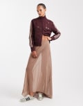 [ASOS DESIGN] ASOS DESIGN mesh bias maxi skirt in stone-Neutral S Stone