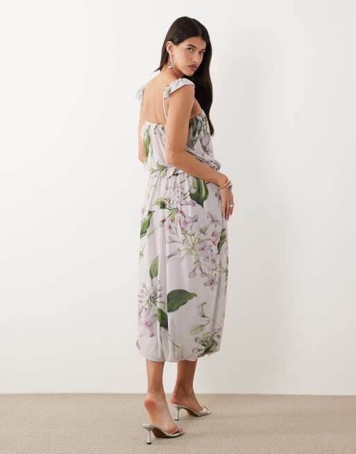 ASOS DESIGN mesh bubble floral print maxi dress, 4 of 4