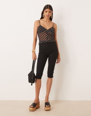 Asos Design Mesh Cami Bust Cup Top In Black