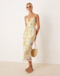 [ASOS DESIGN] ASOS DESIGN mesh cami drawstring front midi dress in fruit print-Multi 10 Fruit print