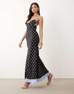 Asos Design Mesh Cami Maxi Dress In Black