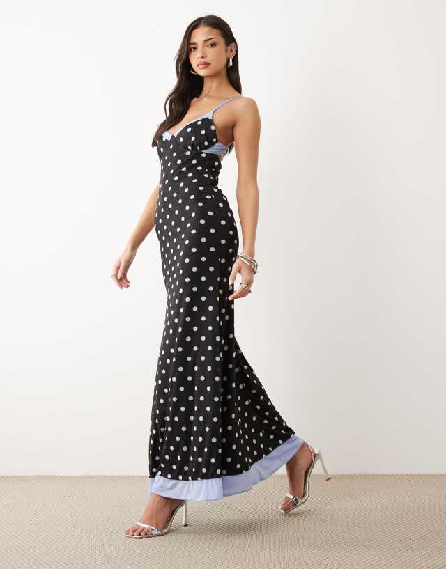 asos blue polka dot dress DESIGN mesh cami maxi in dots Miista Reine Belt - TOP GIFTS Pair this versatile dress Options:Full set(Shirt Tutu & Hairbow)