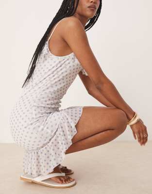 Asos Design Mesh Cami Ruffle Mini Dress In White
