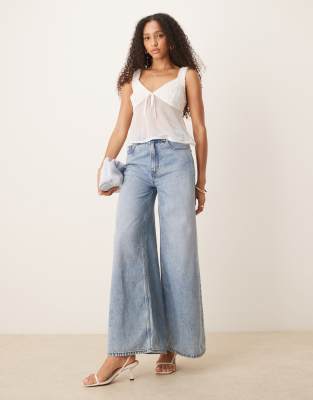 Asos Design Mesh Cami Top With Bow Detail