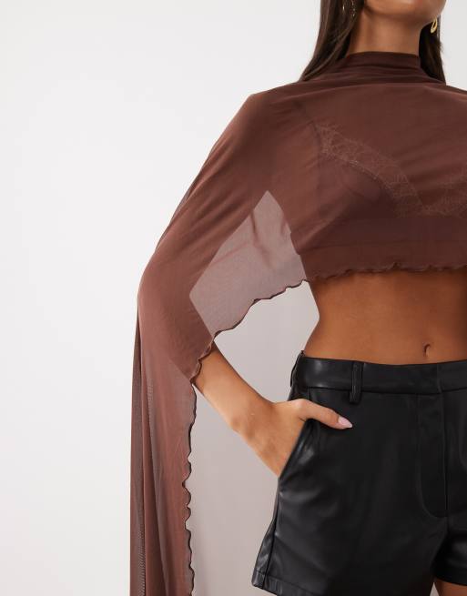 ASOS DESIGN mesh-cape-top i brun, 3 af 4