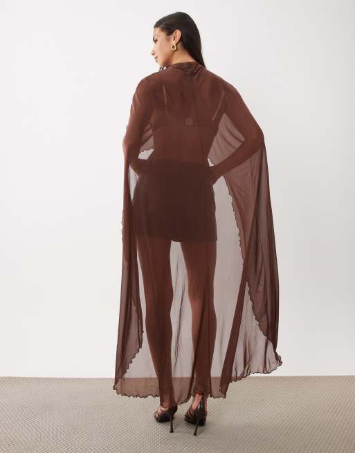 ASOS DESIGN mesh-cape-top i brun, 4 af 4