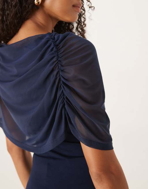 ASOS DESIGN mesh cape top in navy