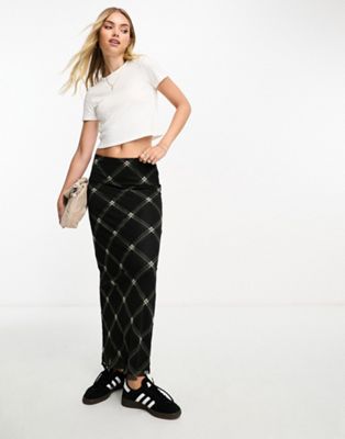 ASOS DESIGN mesh column maxi skirt in check print