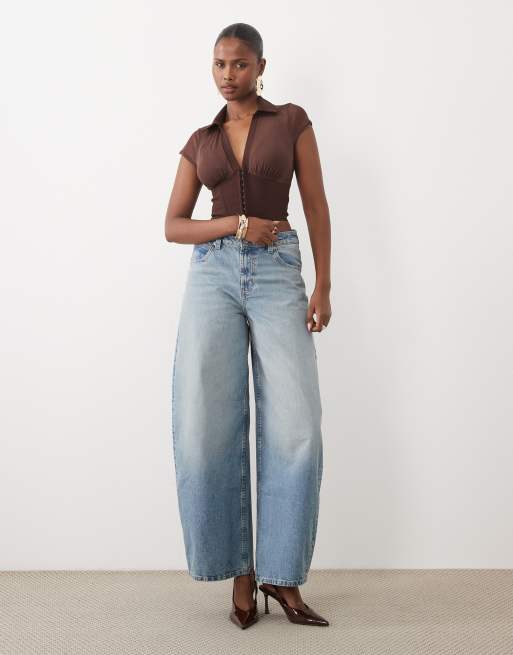 ASOS DESIGN mesh corset top with bengaline hook and eye waist in brown, 2 of 4