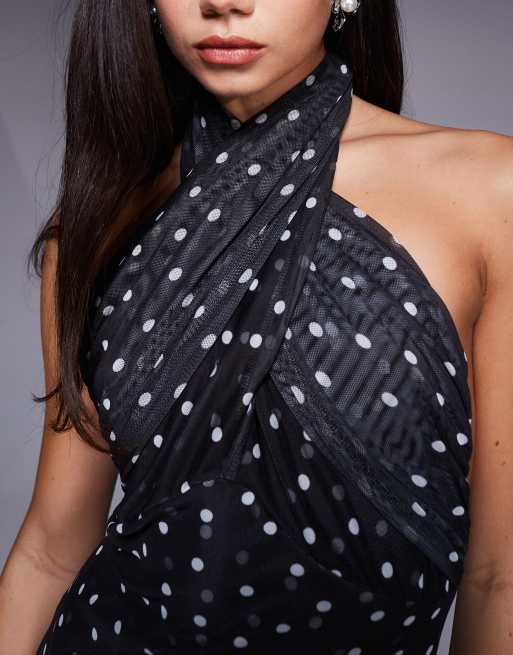 asos sheer polka dot dress ASOS Design - Sheer Mesh Bandeau Maxi Dress - Women - Polyester/Spandex - 12 US
